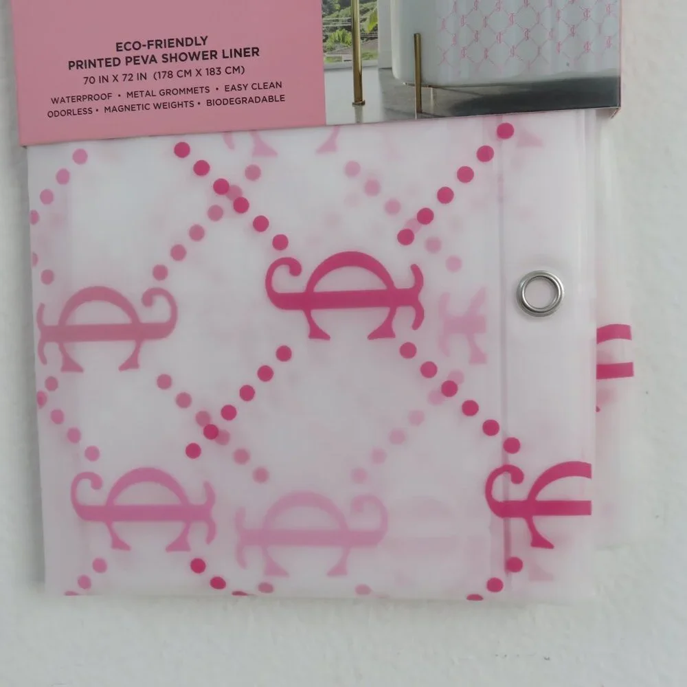 (#117) Juicy Couture PEVA Pink Logo Shower Curtain Liner Bathroom 70x72
